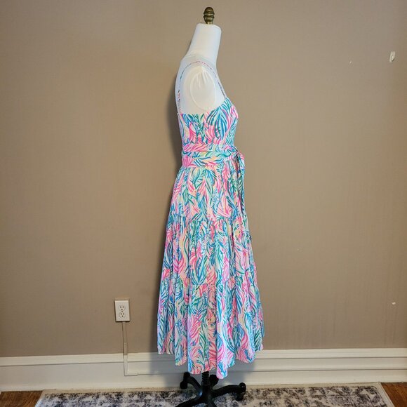 Lilly Pulitzer Edith Cotton Midi Dress in Sea Turtle Soiree NWT Size 6 - Picture 2 of 9